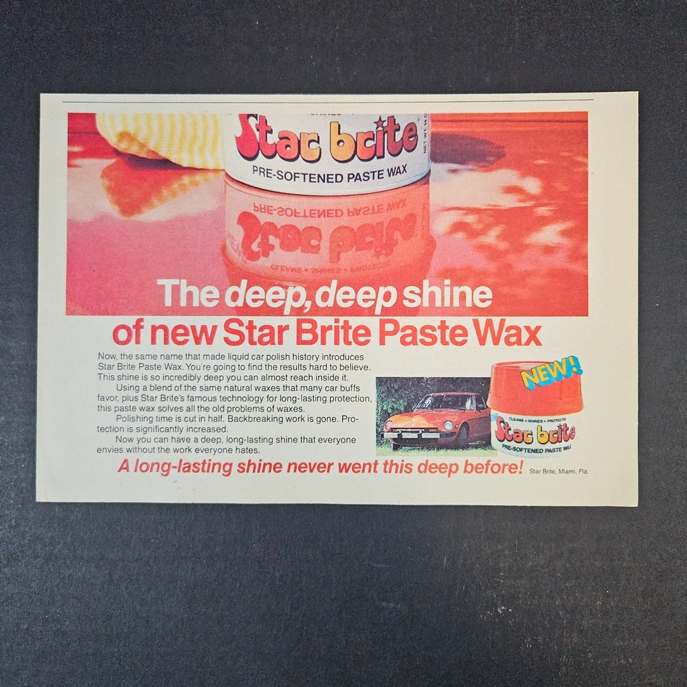1979 Star Brite Paste Wax Vintage Print Ad Miami FL Mancave Garage Shop Protects